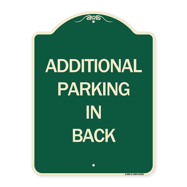 Signmission Additional Parking in Back Heavy-Gauge Aluminum Architectural Sign, 24" x 18", G-1824-24351 A-DES-G-1824-24351 - main